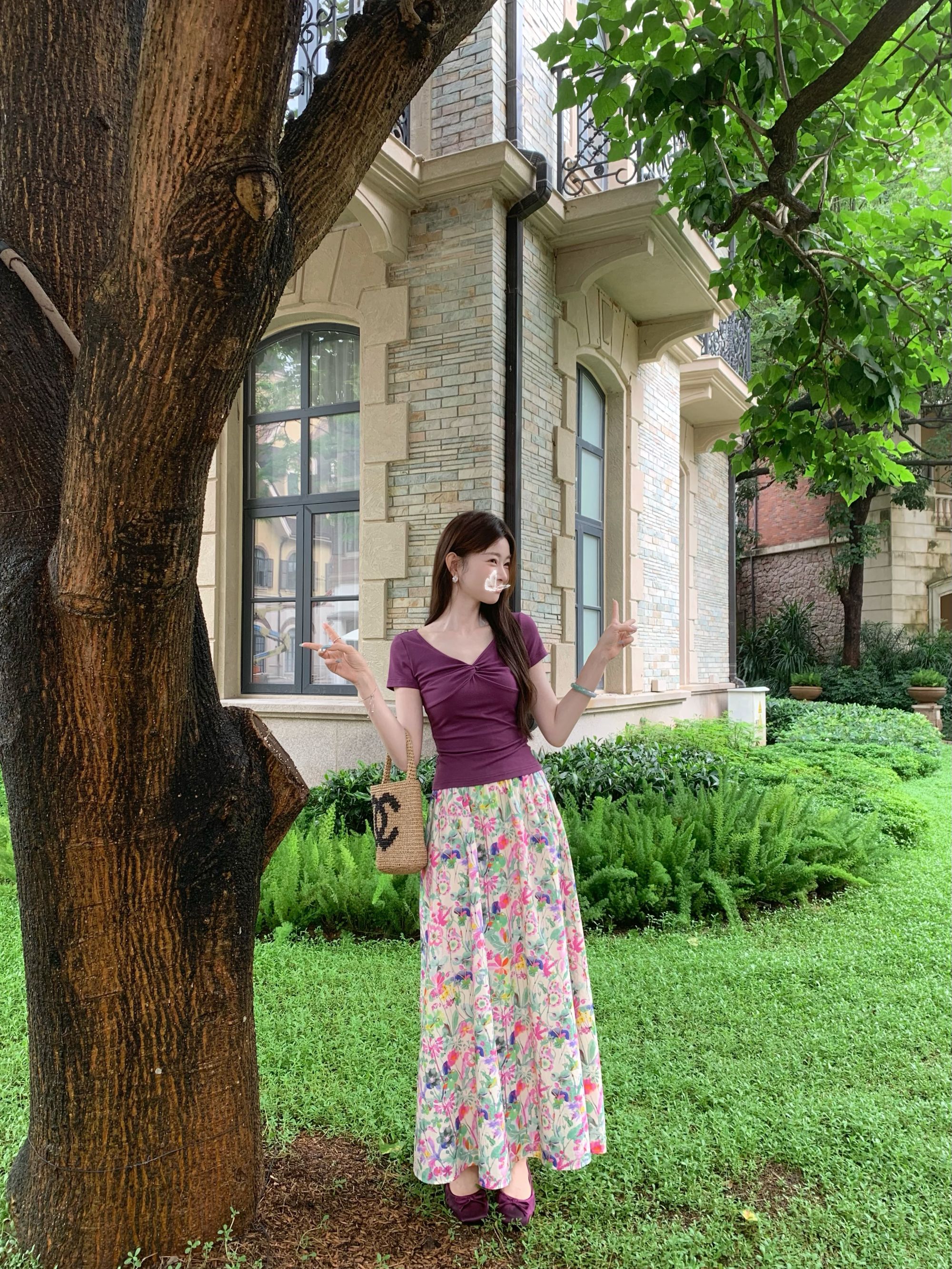 EIA一尧【梵高油画】半裙纯棉水彩晕染法式明媚油画碎花长款气质裙