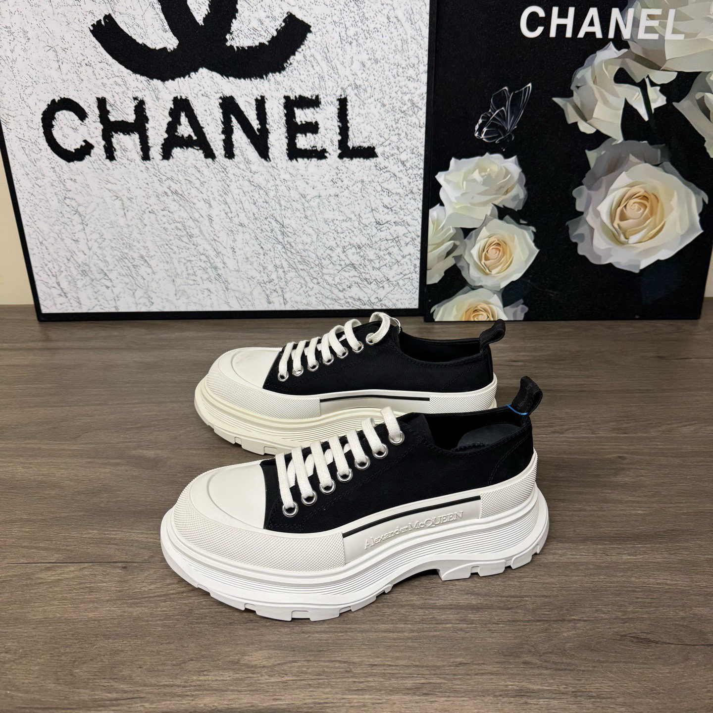 未使用 Alexander McQueen/亚历山大·麦昆 黑白厚底鞋40.5码全新