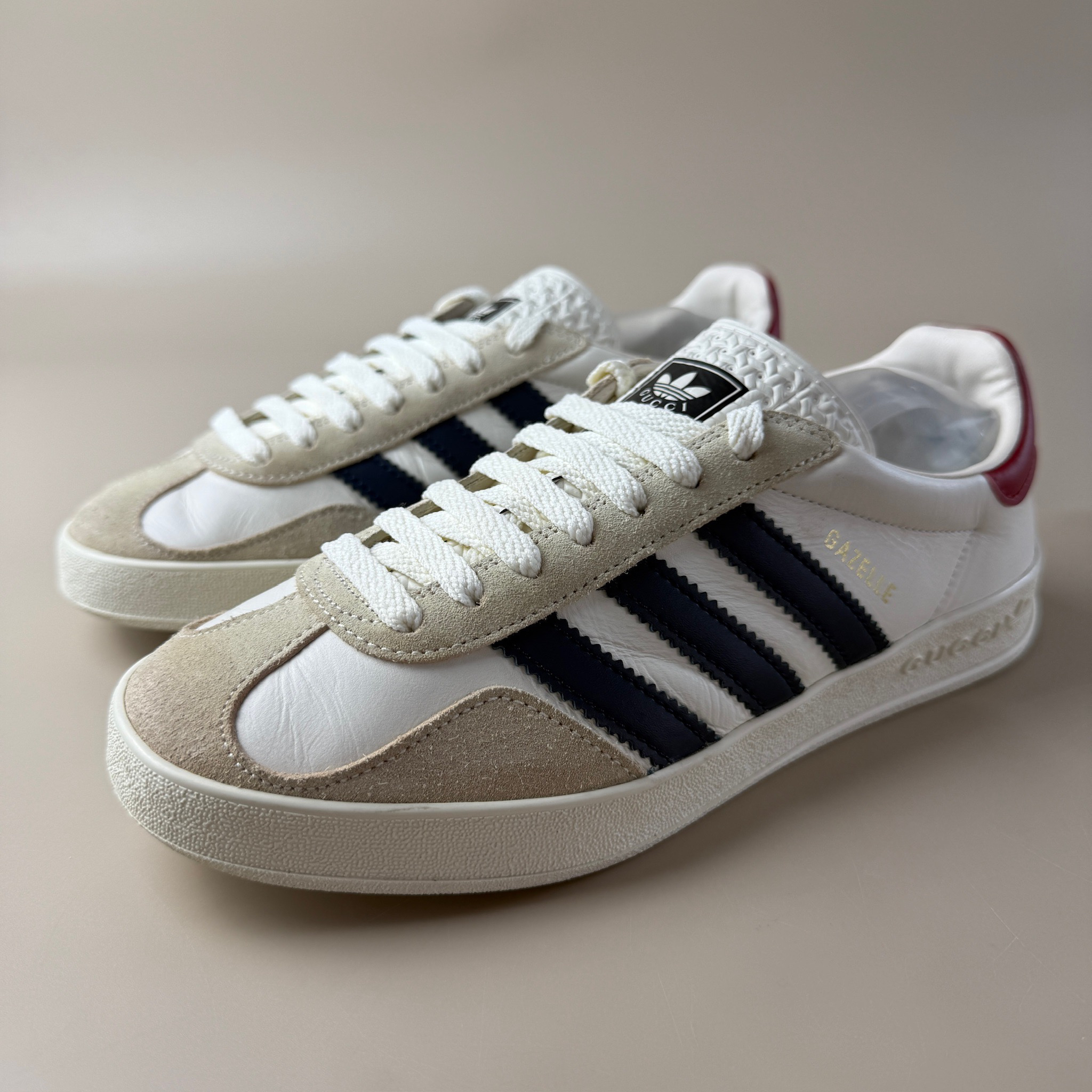 99新 GUCCI/古驰 阿迪联名三叶草系带休闲鞋 37码 YLP3493