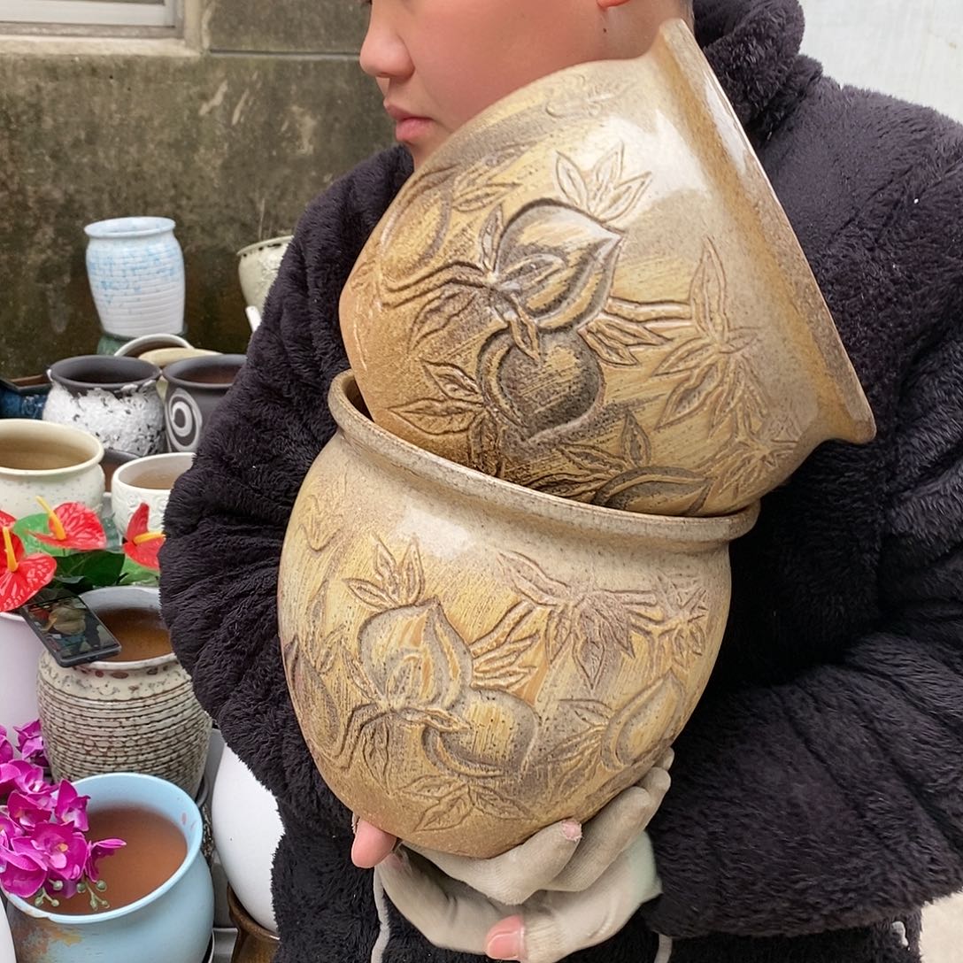 紫砂花盆正品口20高18