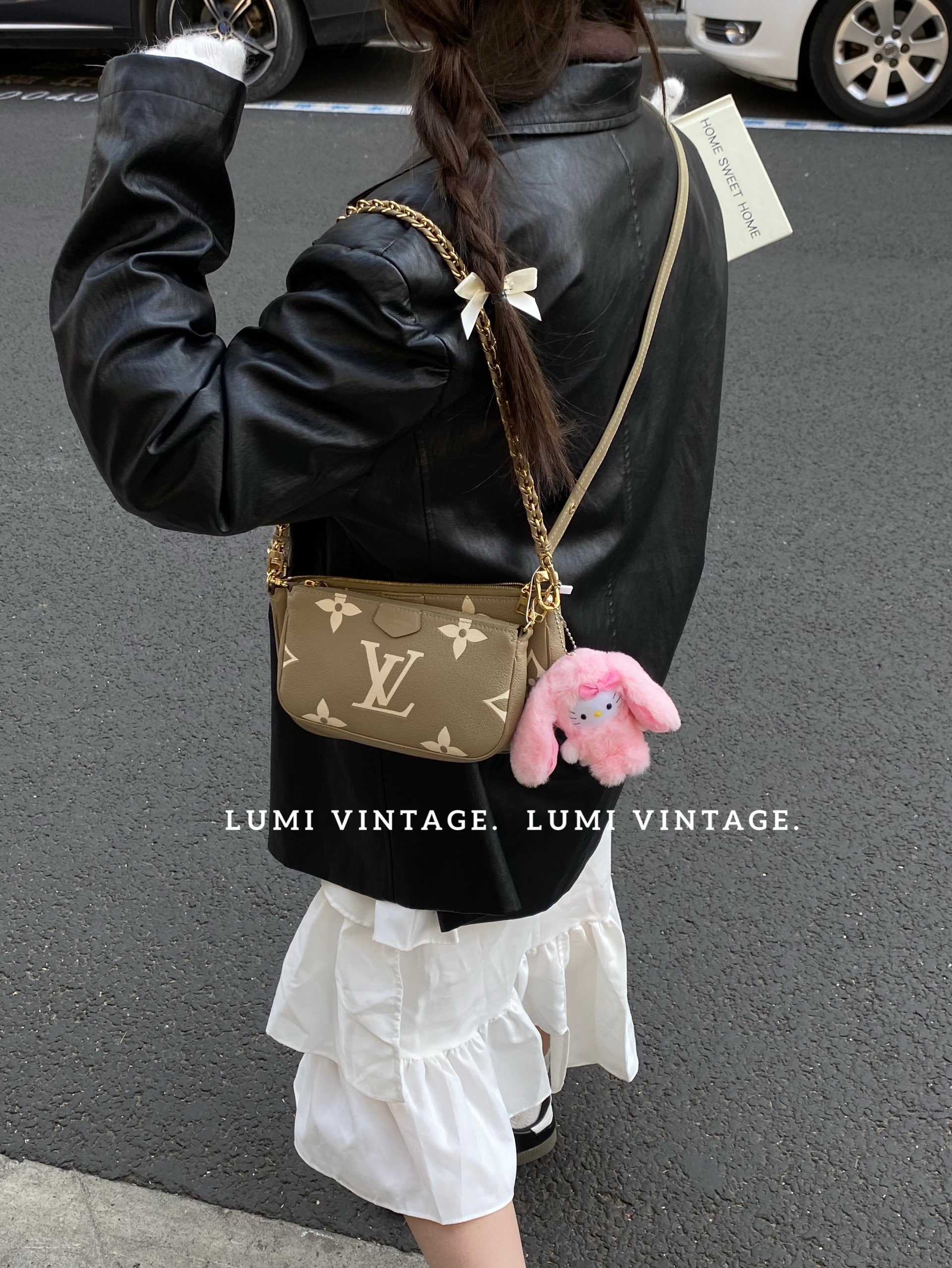 95新 LouisVuitton/路易威登 灰绿色印花牛皮四合一包 15482272