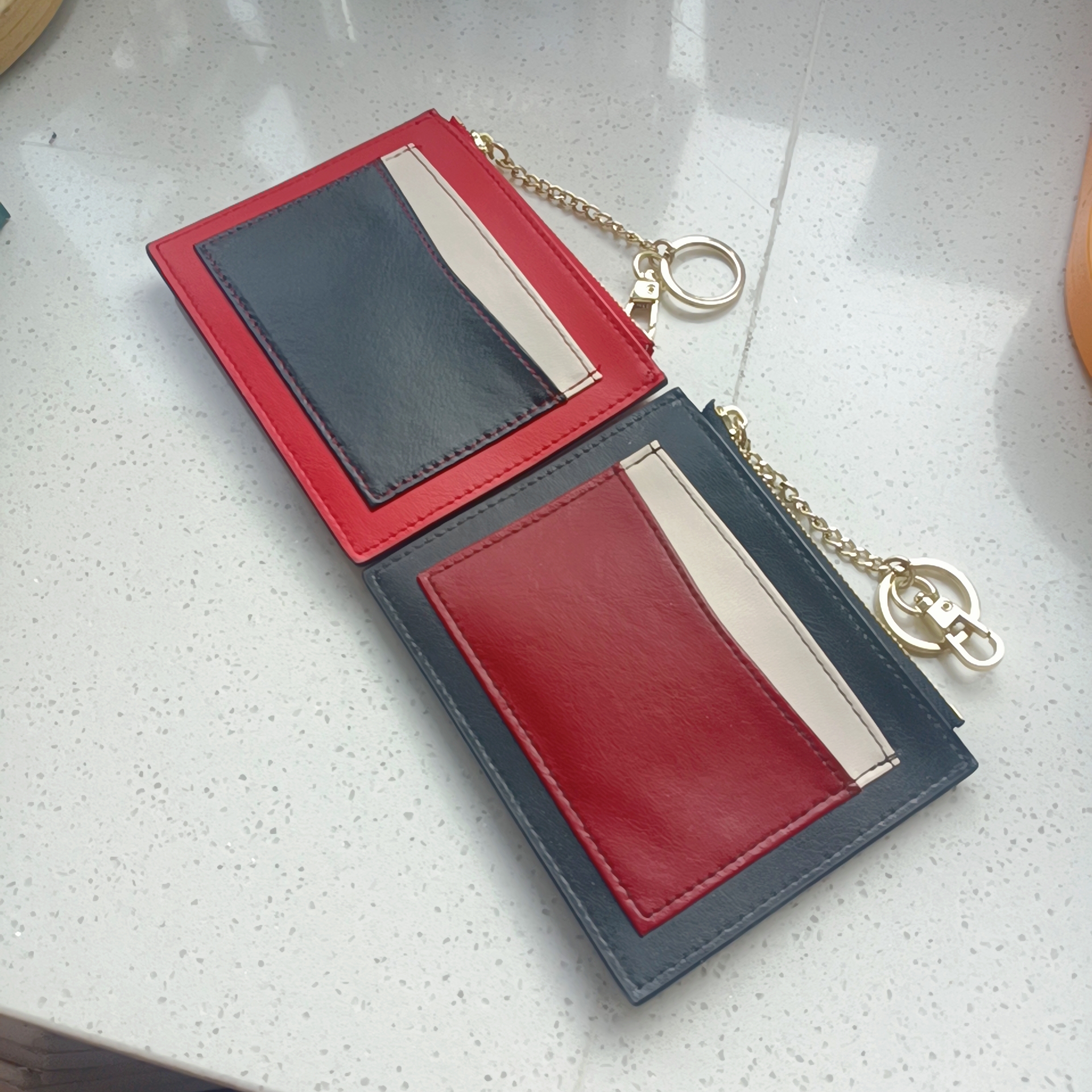 卡包短款时尚百搭真皮简约撞色拼色多功能小卡包轻便便携薄款卡包