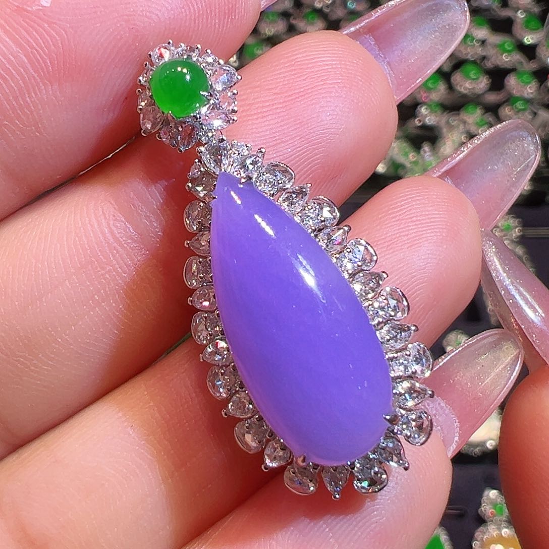 翡翠18K金镶嵌吊坠(不含链)翡翠