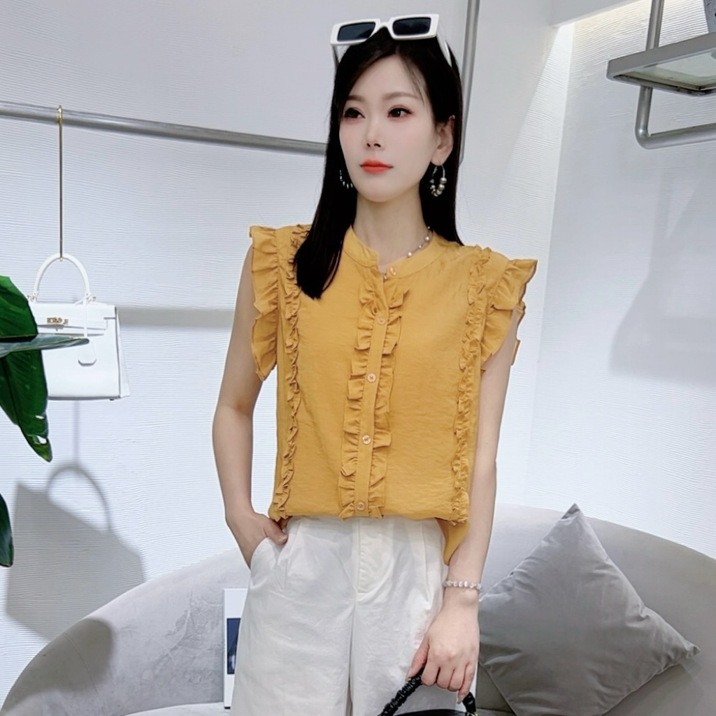 A8387时尚耳边衬衫夏季新款减龄显瘦洋气减龄百搭上衣