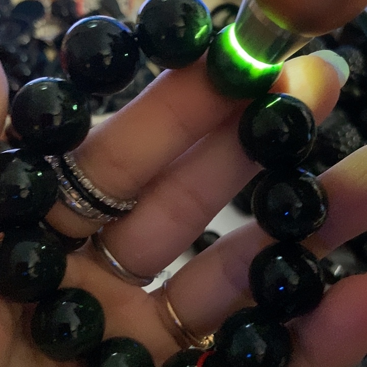 翡翠未镶嵌手链墨翠16微瑕疵