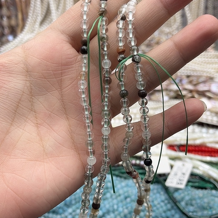 未镶嵌玛瑙/玉髓珠宝半成品一条4.5mm左右幽灵水晶多圈