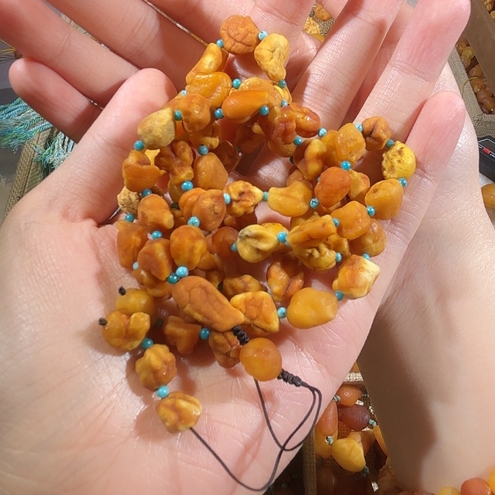琥珀未镶嵌手链蜜蜡海漂项链