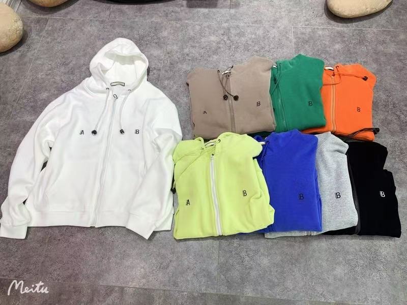 0181【秋季新款】刺绣字母AB抽绳简约宽松连帽外套（165）