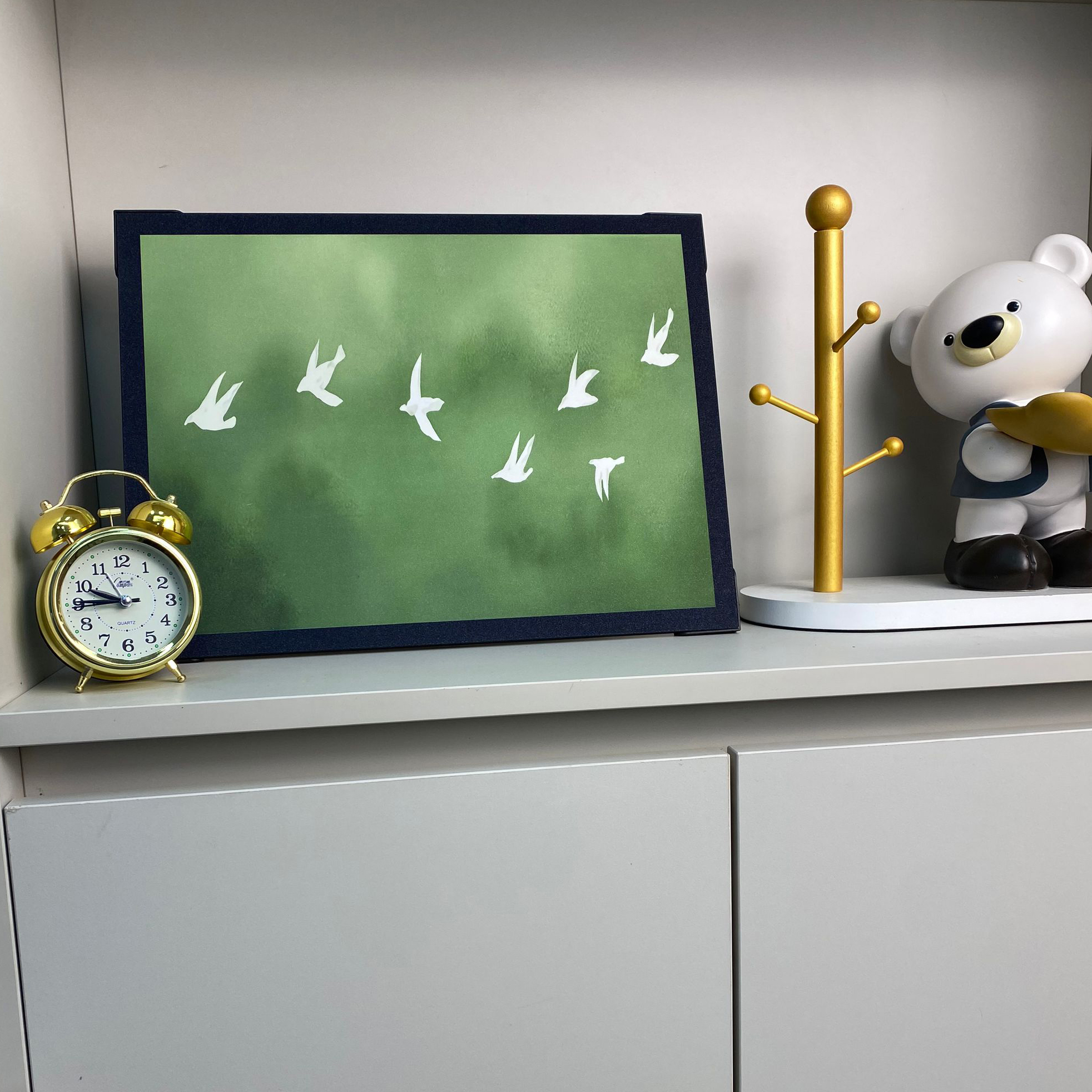 绿野磨砂细闪画法式沙发背景墙装饰画风景画壁画绿色小众画艺术