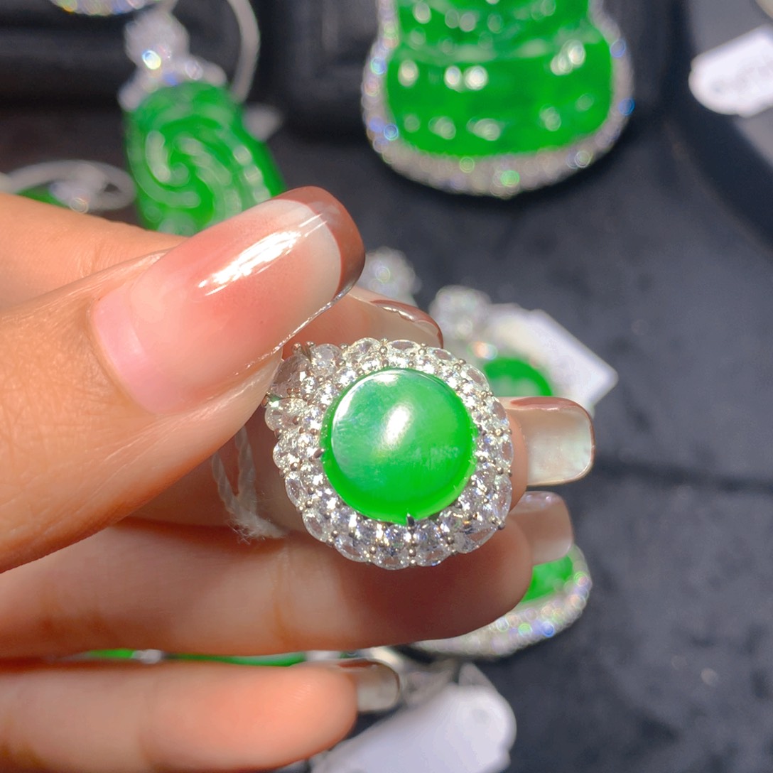 翡翠银S925镶嵌吊坠(不含链)