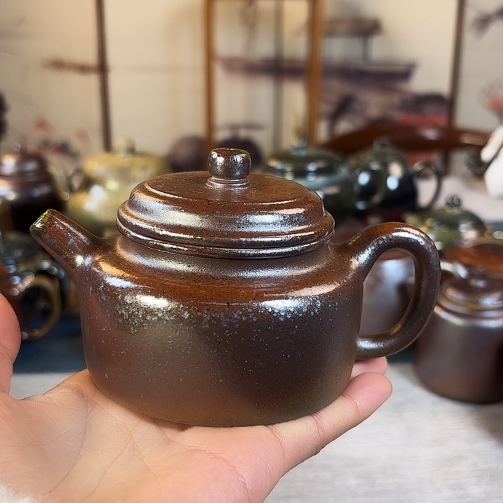壶柴烧紫砂壶全手天青德钟