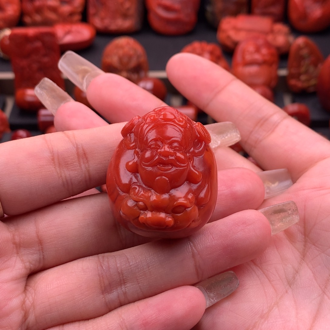 南红玛瑙南红保山财神吊坠29.6mm未镶嵌