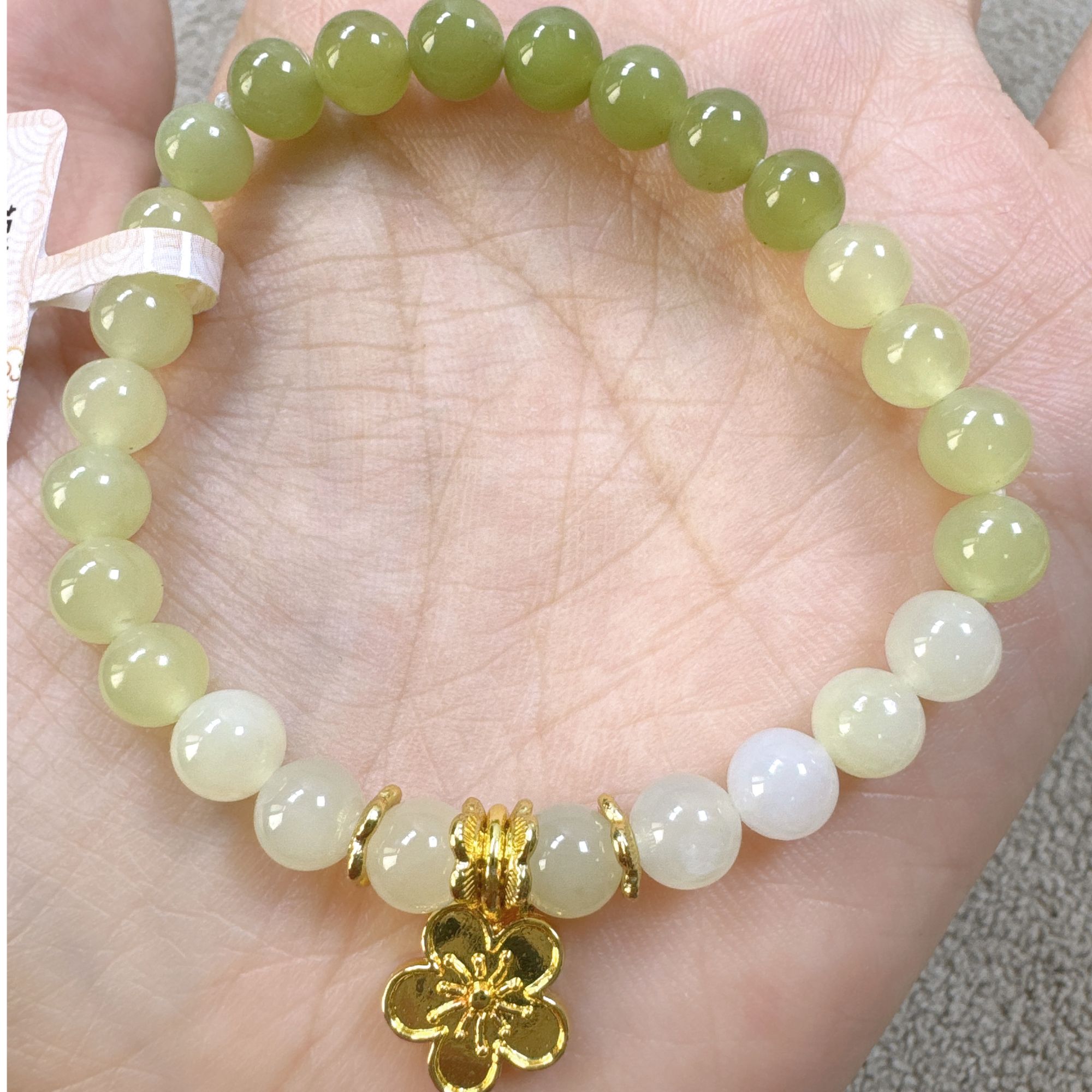 精美和田玉浅晴渐变手串卡6mm