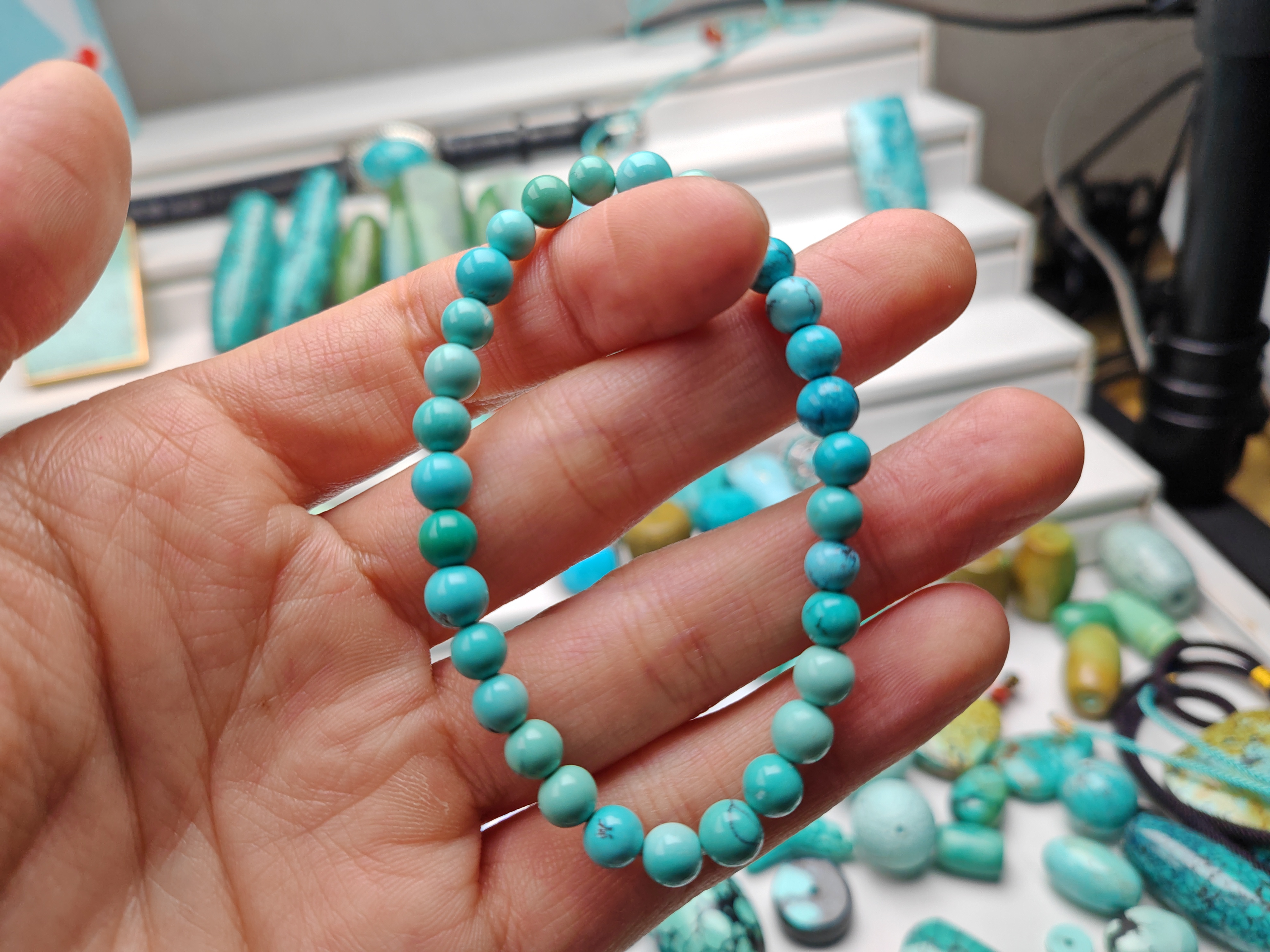 湖北十堰原矿绿松石手串