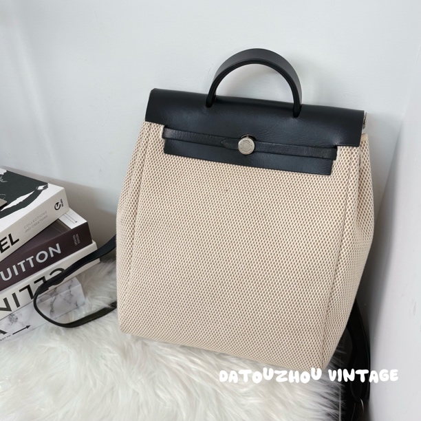 95新 Hermes/爱马仕 熊猫色herbag双肩包S
