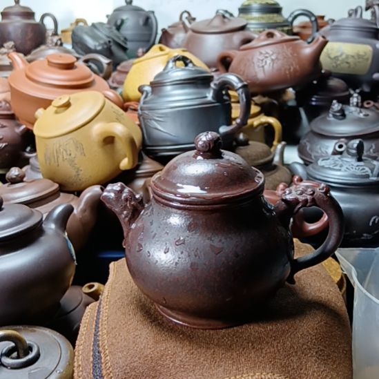 茶壶紫砂宜兴原矿铁血红砂柴烧手工250cc紫砂壶