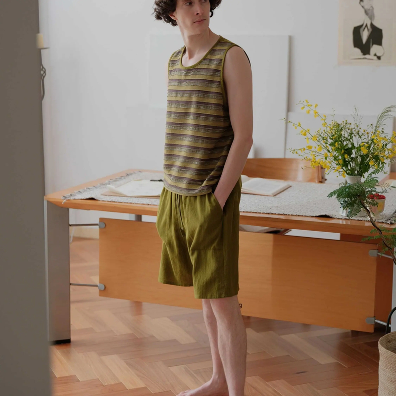 《海琴内衣专属》朵朵可可 251-414 男夏季圆领薄款条纹家居服套装