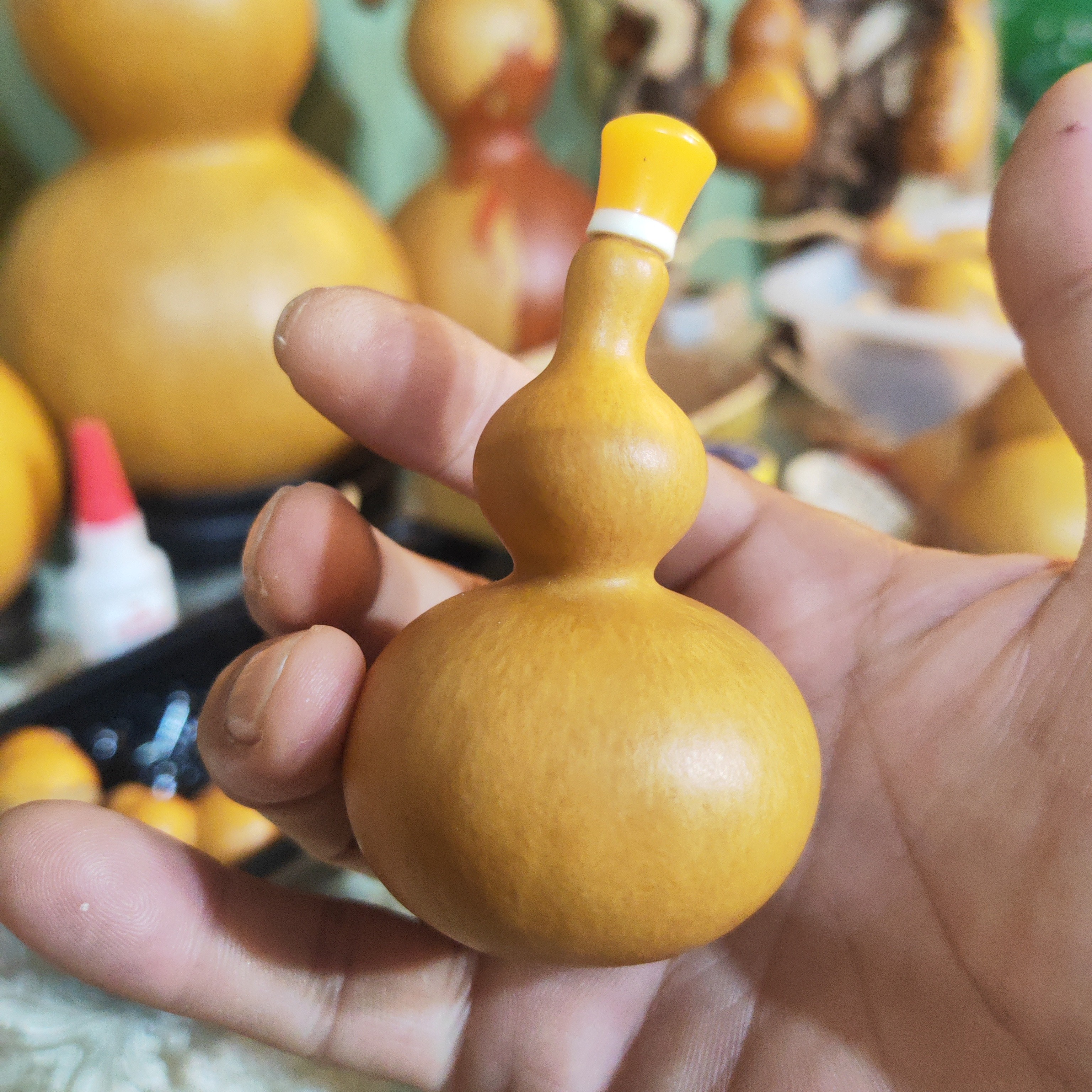 天然葫芦烙画手捻小葫芦独把蒜头天然文玩葫芦收藏手把件