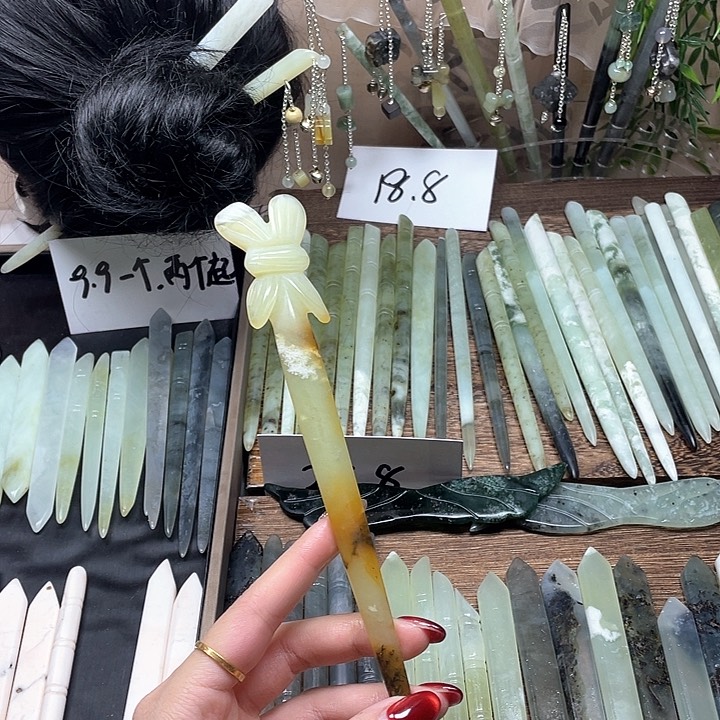 蛇纹石玉发饰合金