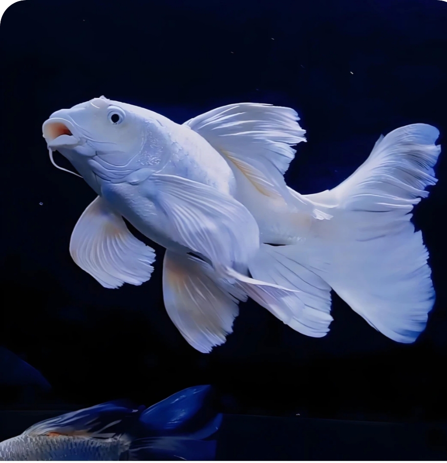 普身白蝴蝶鲤海鲜观赏鱼大鳍大尾冷水好养耐活包邮鱼普身蝴蝶鲤