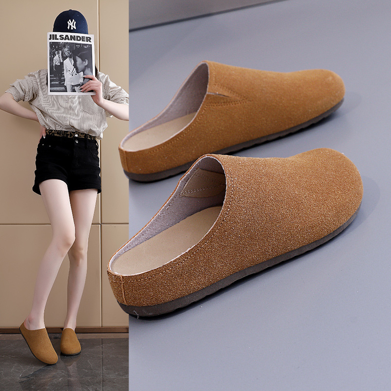 勃肯鞋女外穿包头半拖鞋2025春夏季新款百搭配裙子爆款凉拖鞋8581