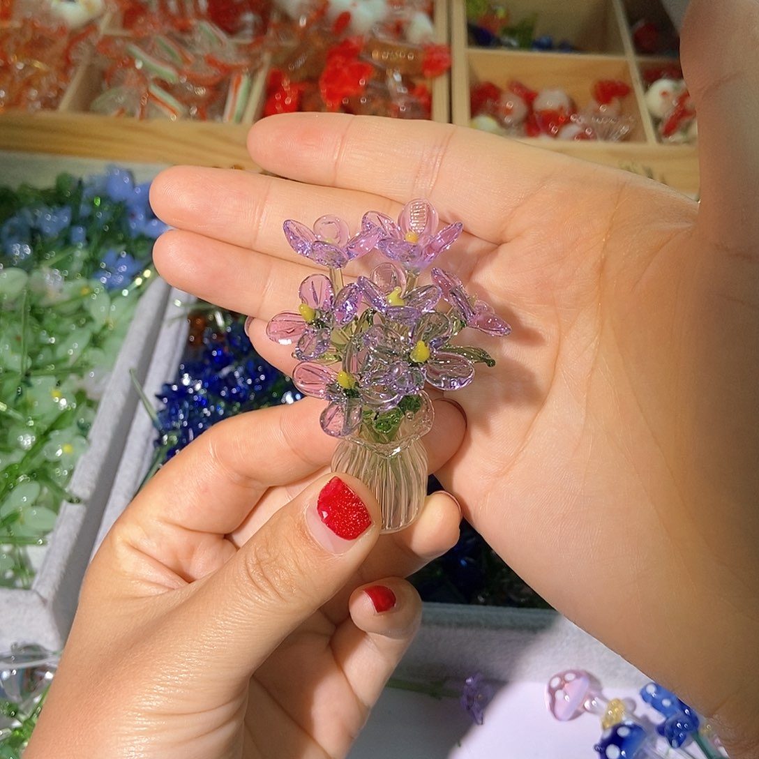 琉璃手工艺品紫色花