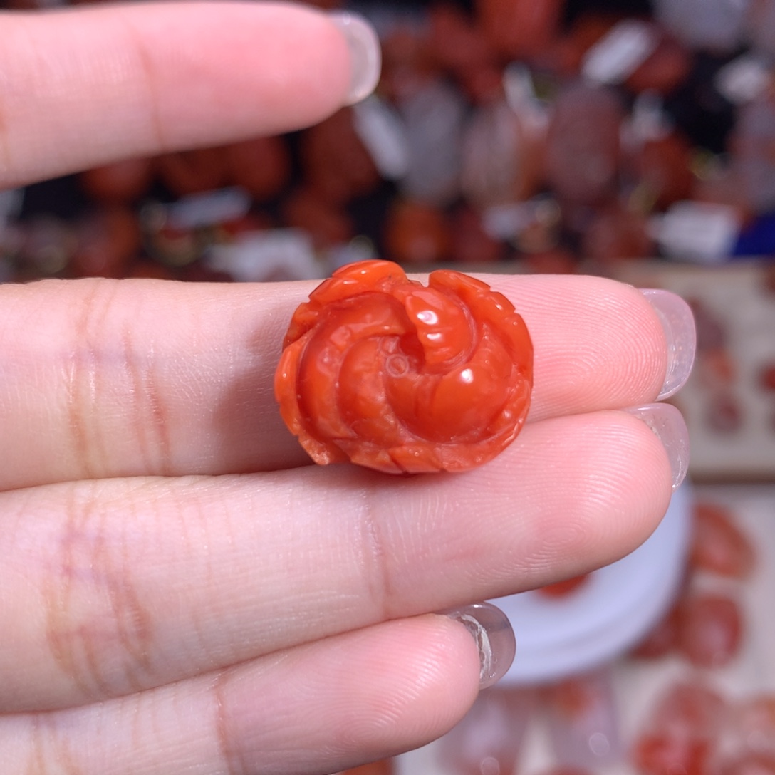 诗***语南红玛瑙未镶嵌珠宝半成品牡丹花