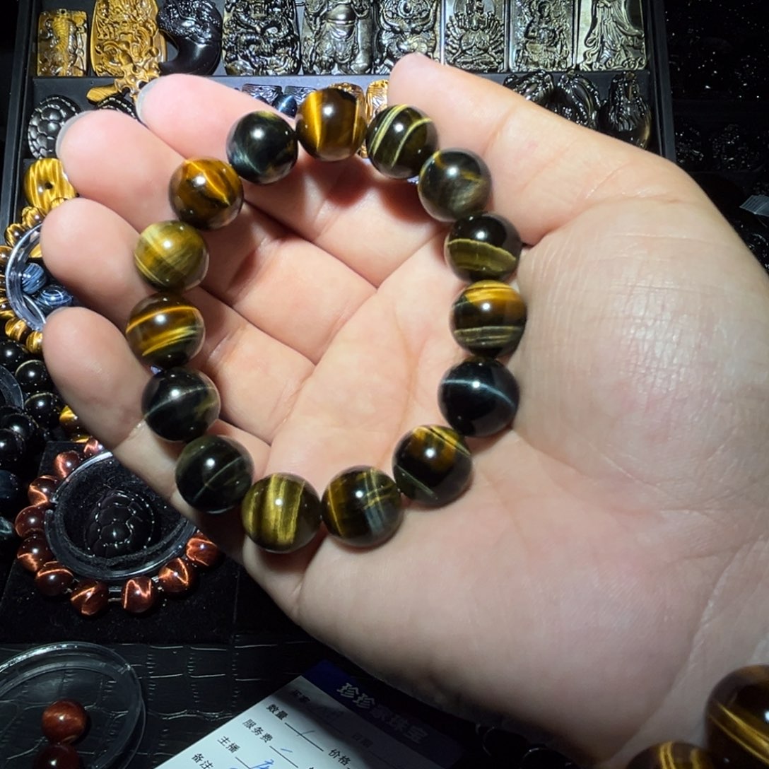未镶嵌黑曜岩手链八*·天然虎眼石梦幻虎14m