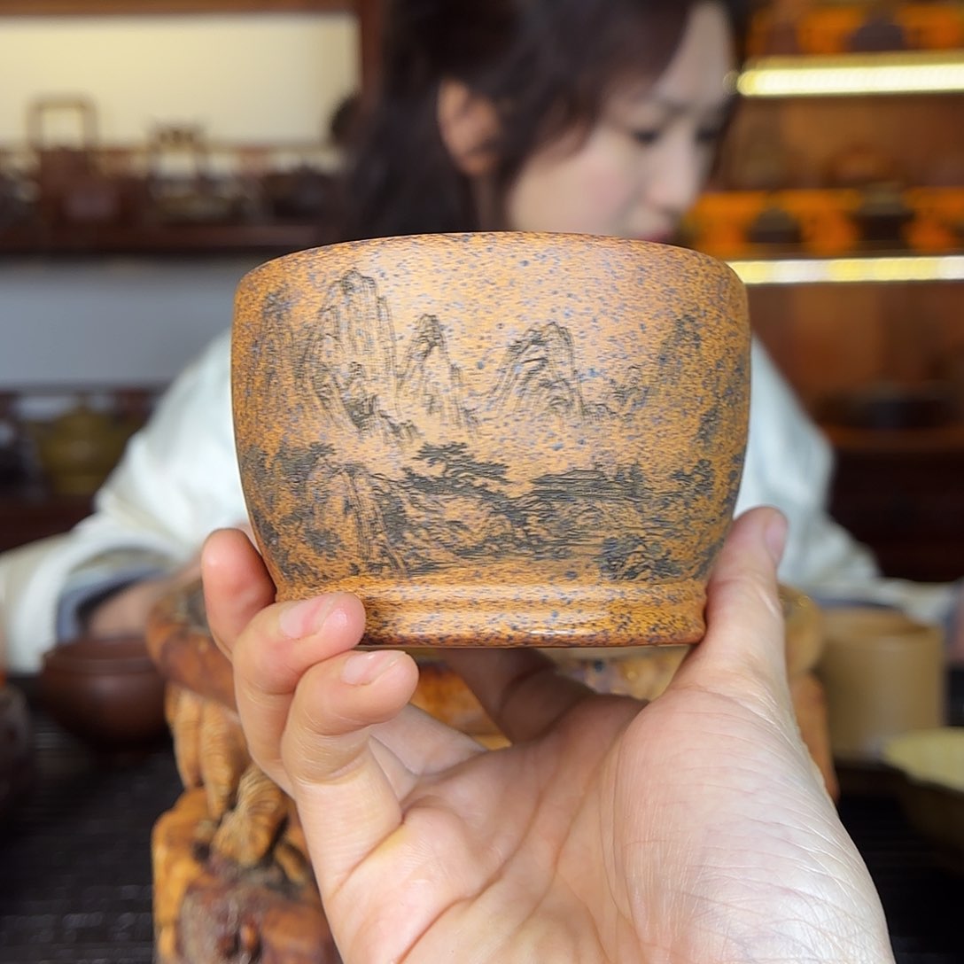 紫砂茶杯一壶李紫砂