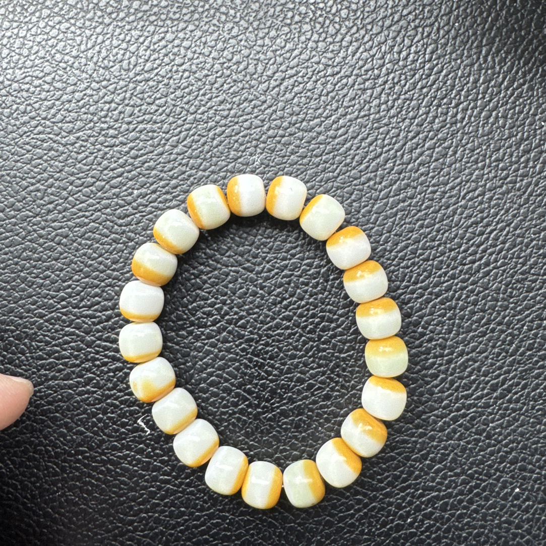 岫岩透闪石玉细浆手串 9✖️10