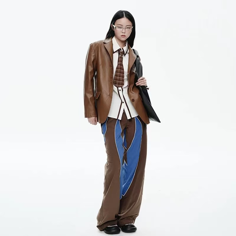 [奥体自播】复古彩色皮西装设计感皮衣外套