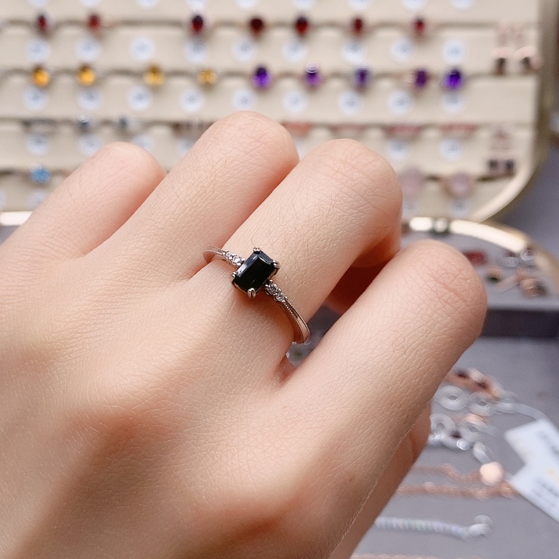 碧玺戒指银S925镶嵌戒指