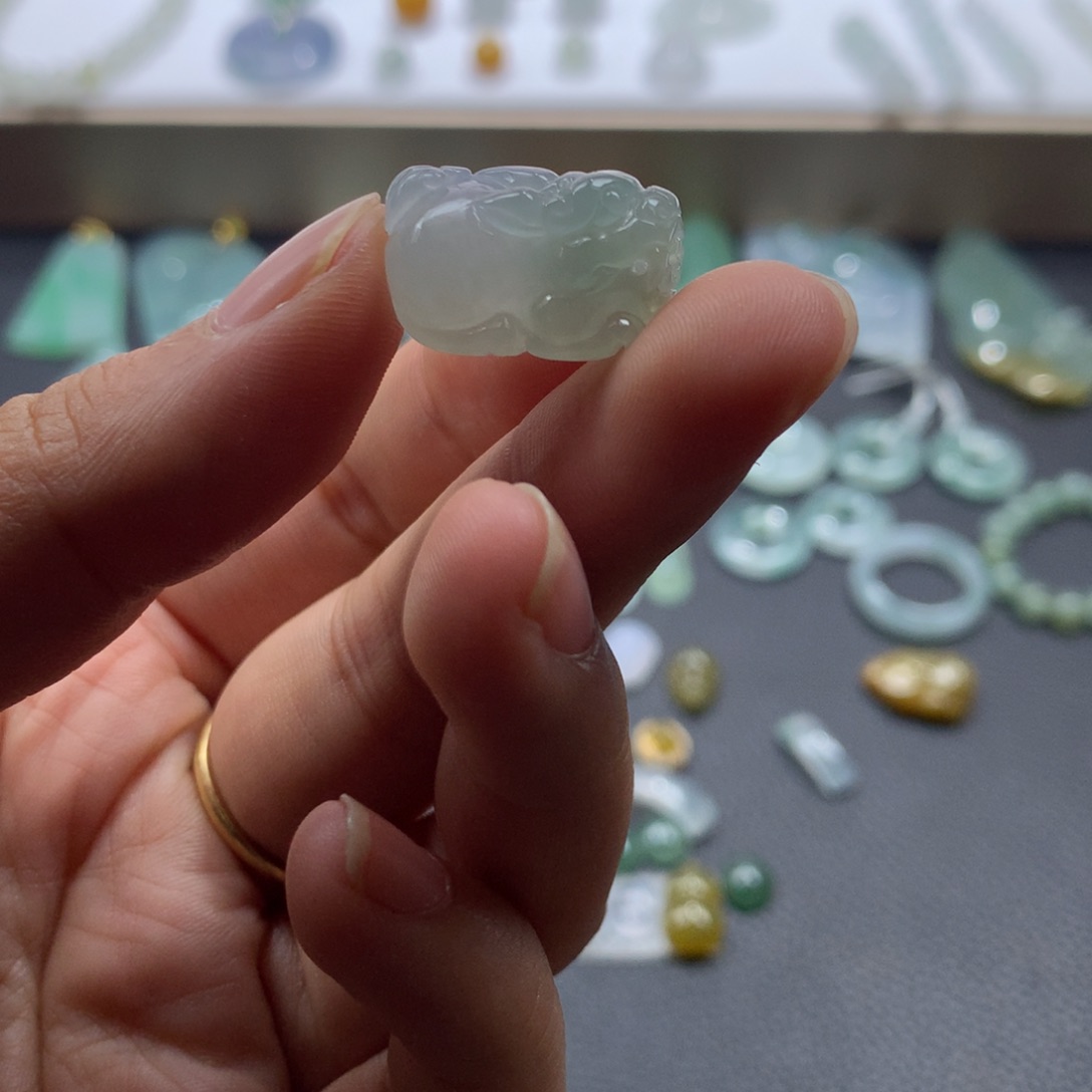 墨***隐翡翠未镶嵌颈饰貔貅