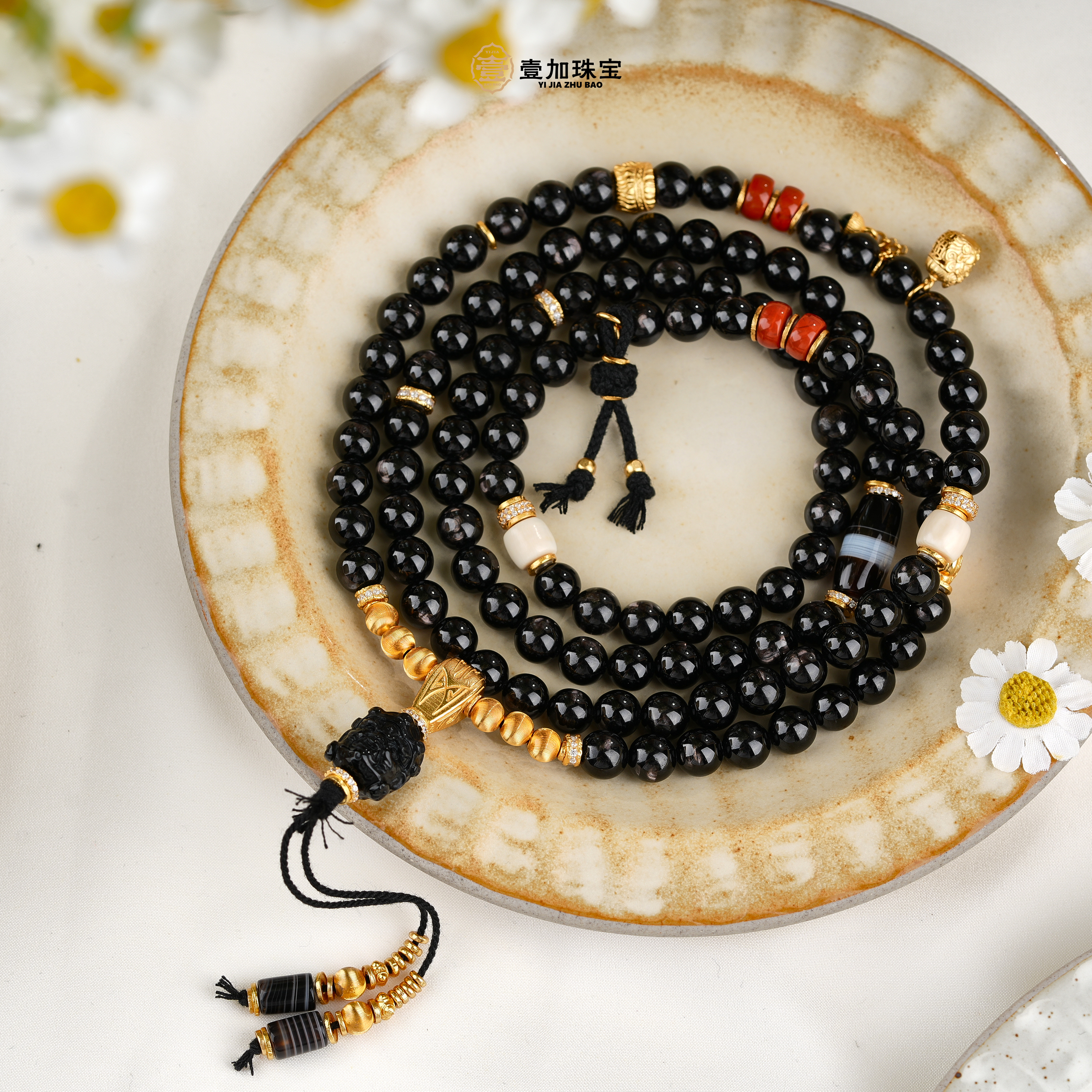 壹加师姐|鑫澜F珠大黑天金运石多圈项链多样性发一10247m