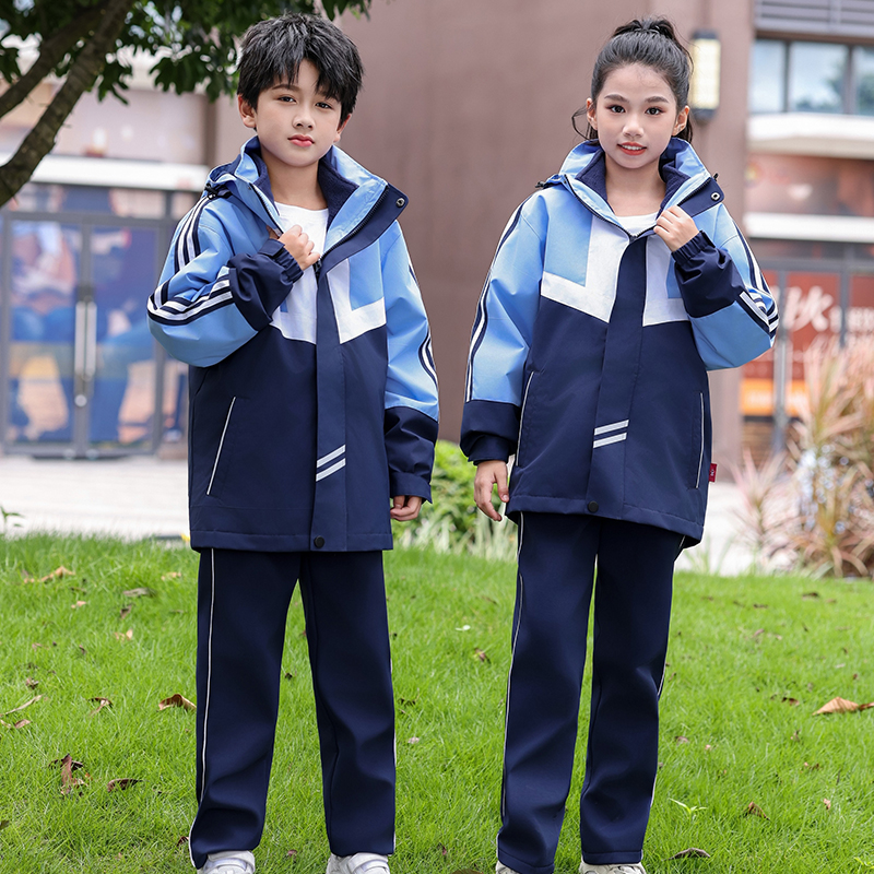 秋冬季小学生冲锋衣校服套装初中生上衣高中生外套团体服班服定制