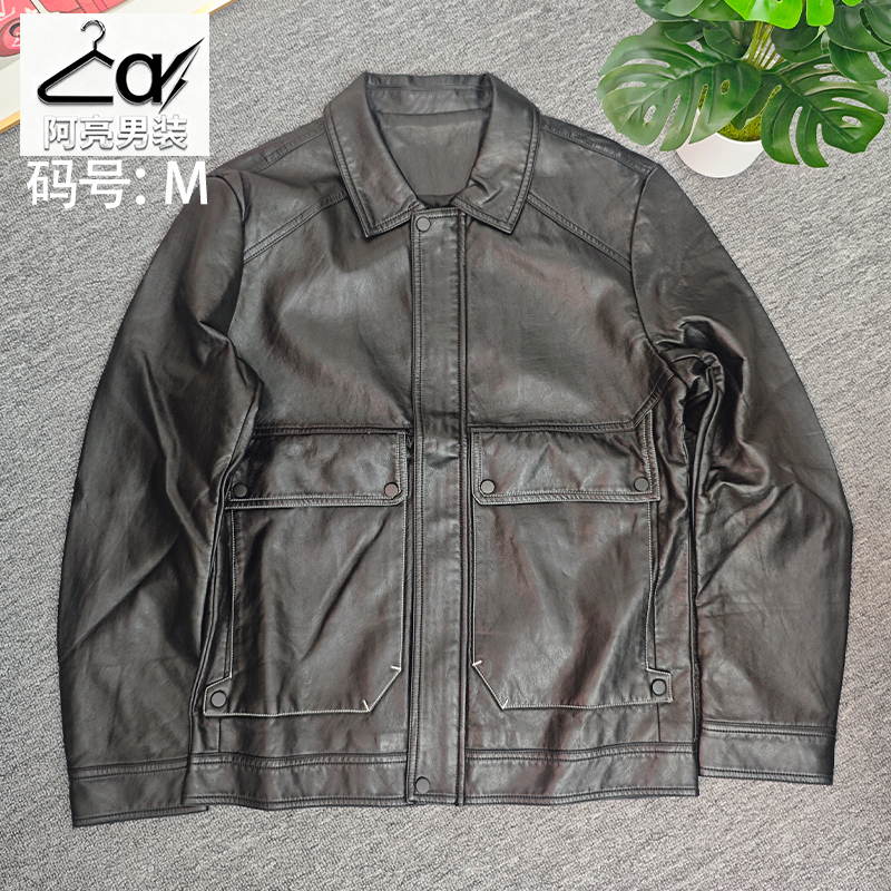 【阿亮男装】秋季薄款机车皮夹克时尚休闲修身外套