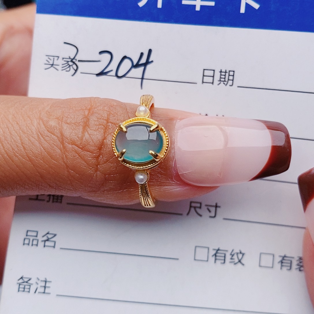 翡翠银S925镶嵌戒指戒指
