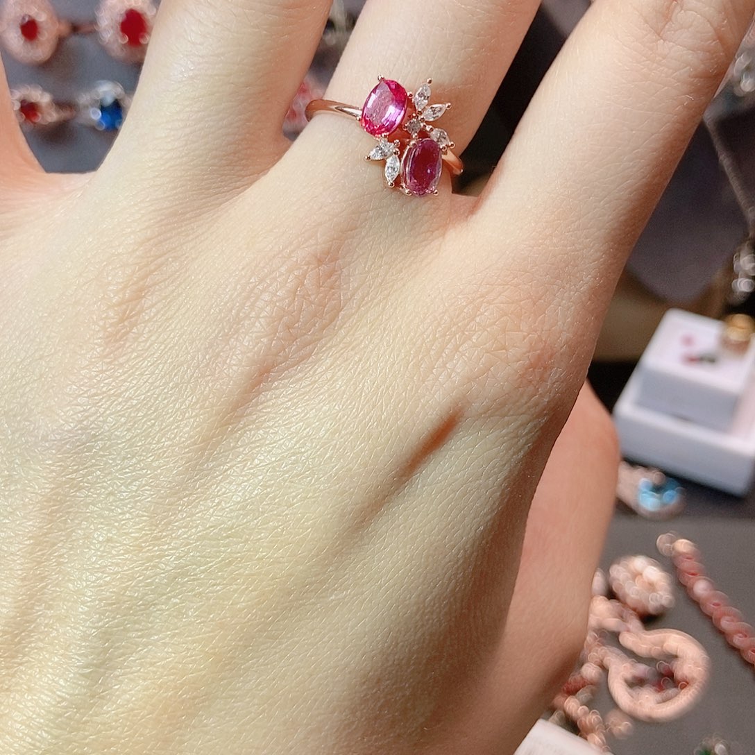 尖晶石戒指银S925镶嵌