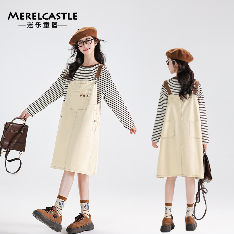 C3814女童背带裙套装秋装新款儿童洋气穿搭大童时髦秋季连衣裙