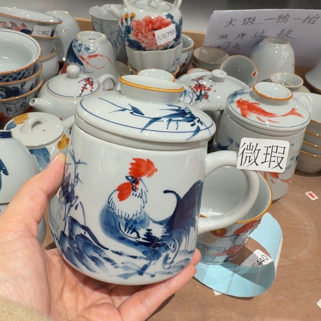 釉下手绘茶具微瑕