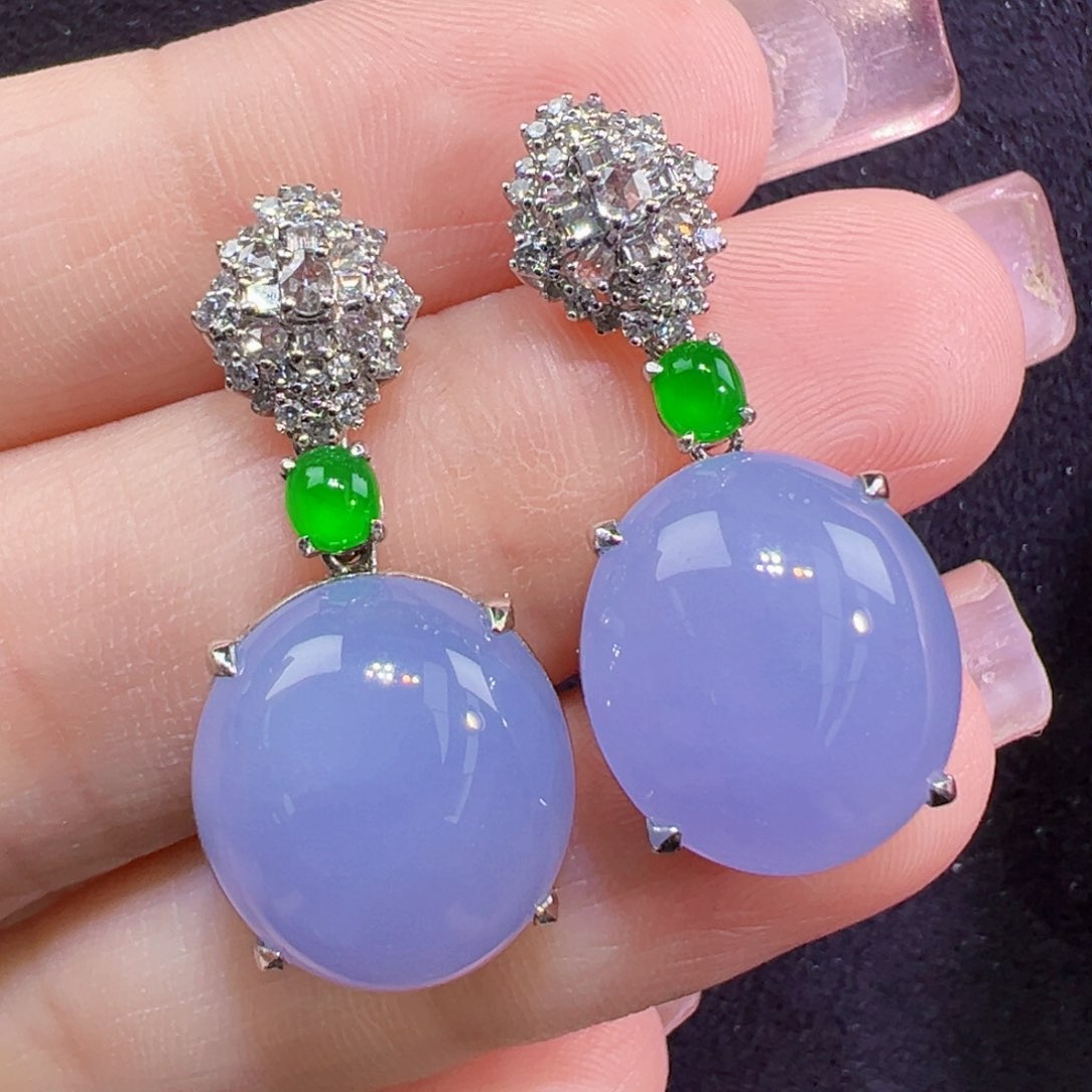 翡翠18K金镶嵌耳饰耳坠