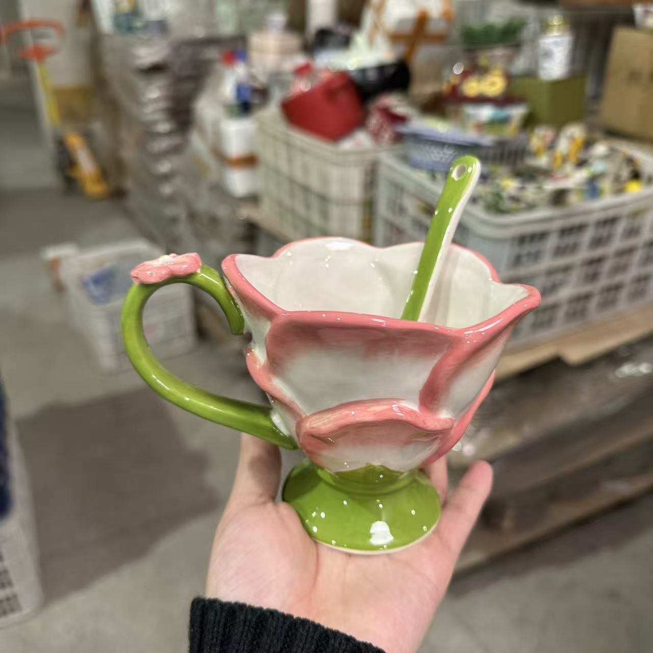 仿真莲花高脚杯加勺两件套