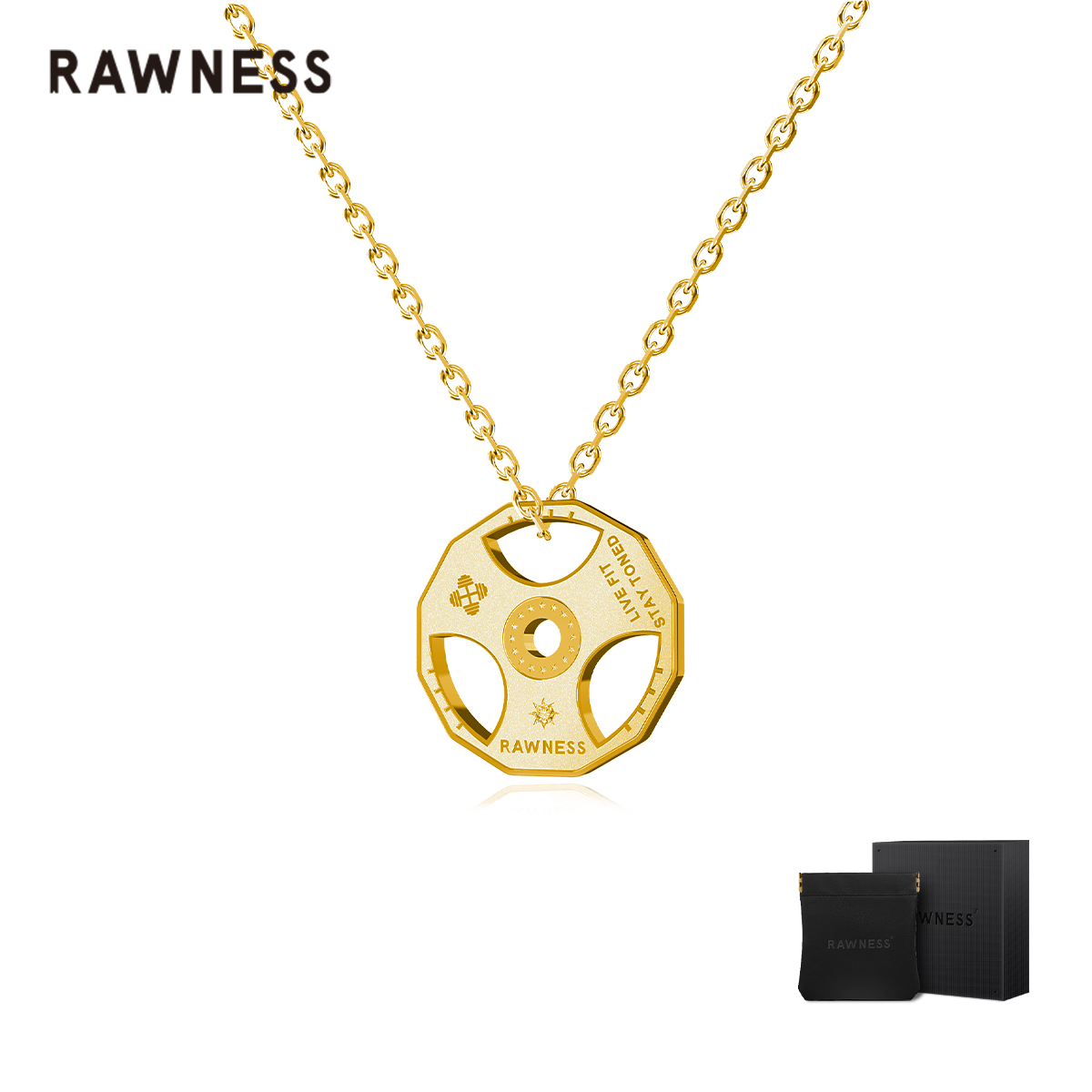 RAWNESS 钛钢项链 情人节礼物迷你杠铃片项链 健身潮牌吊坠 