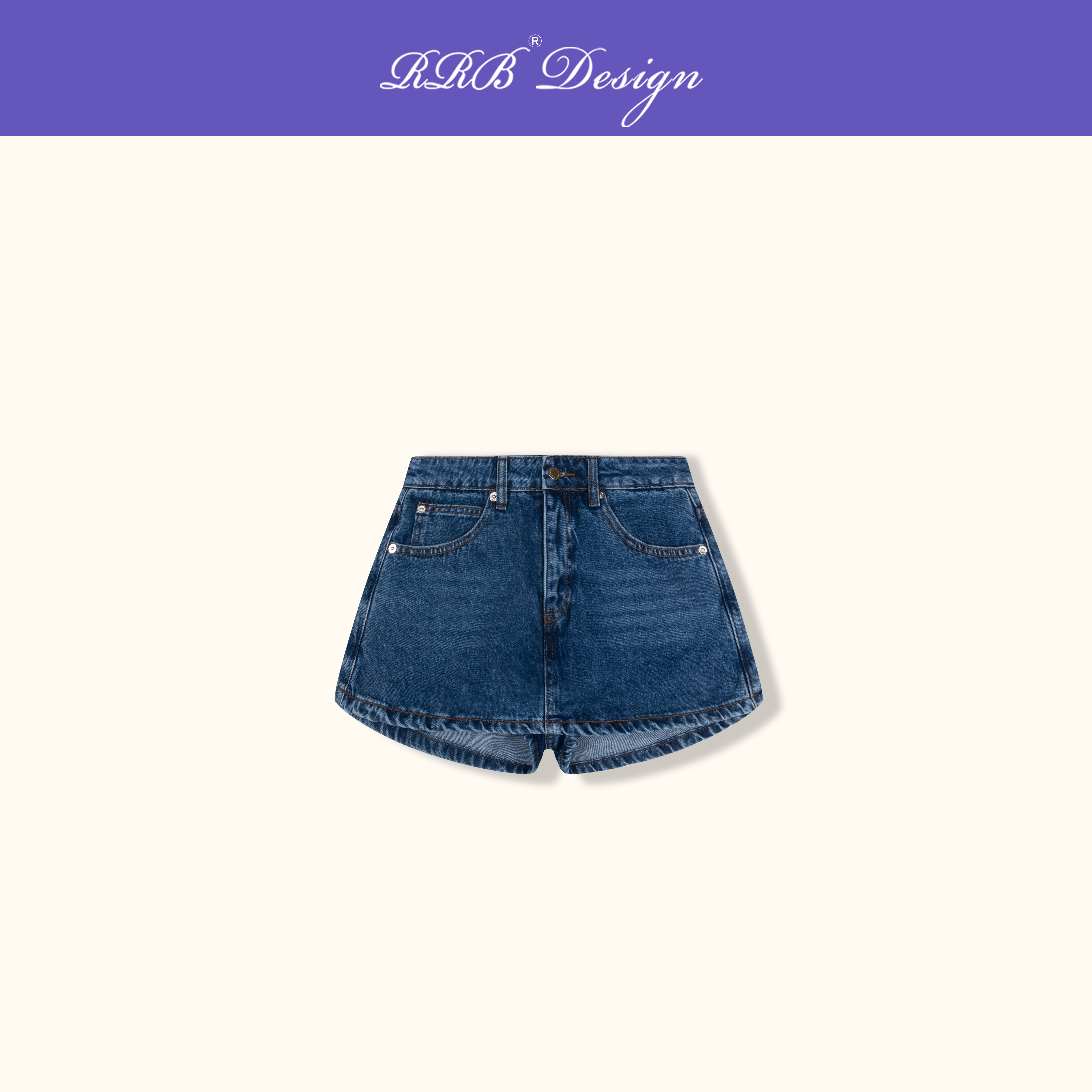 RRB Design「大王短牛」时髦简约夏季百搭高腰阔腿牛仔裙裤