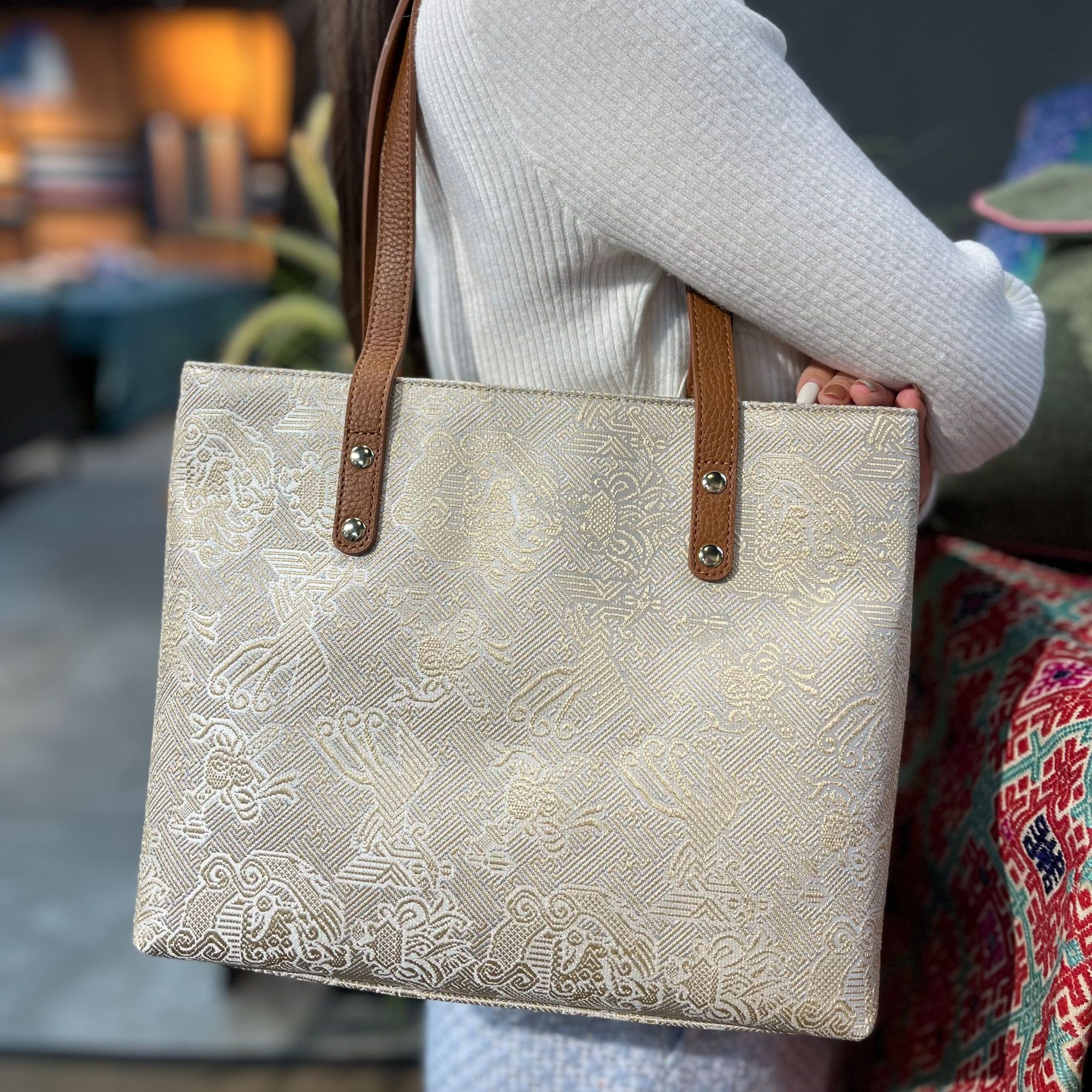 广西非遗壮锦包包 龙凤纹金凤托特包 手提包单肩包女士电脑包