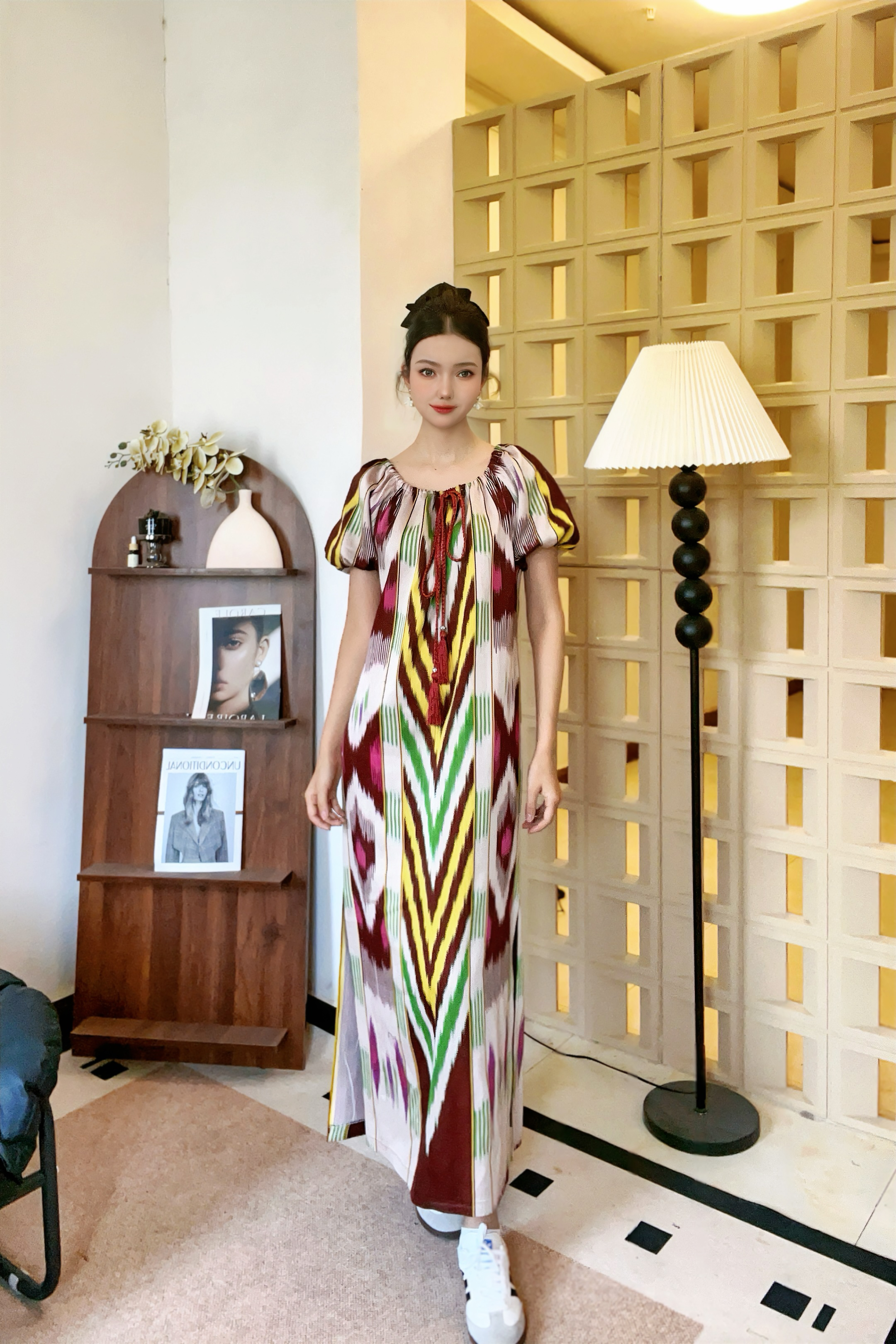 AYFER和田艾德莱斯连衣裙宽松版慵懒风