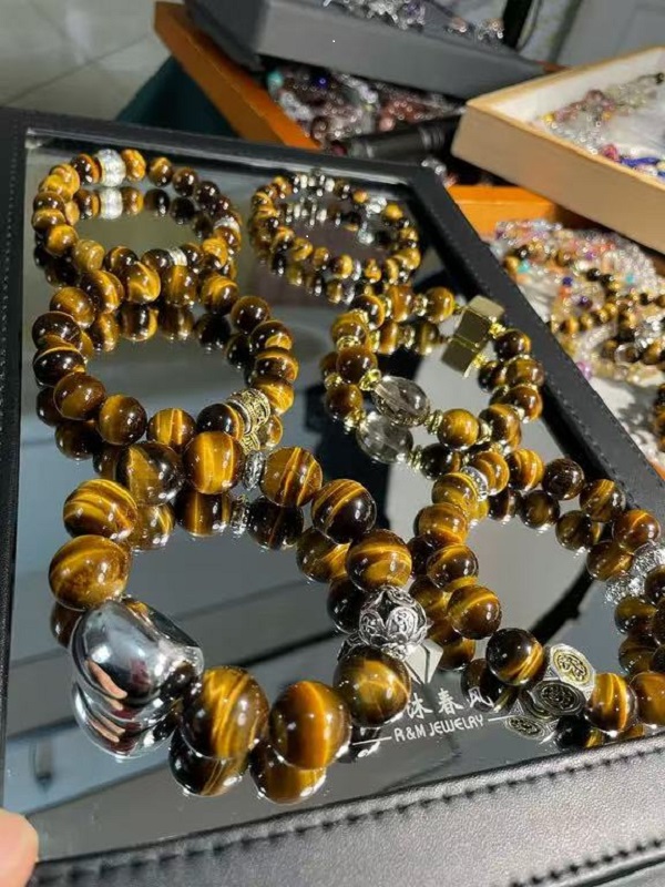 天然黄虎眼石金银曜石男女款招财转运有高级感