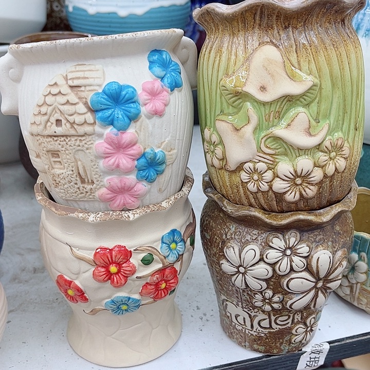 多肉绿植陶瓷花盆9.9包邮，有孔