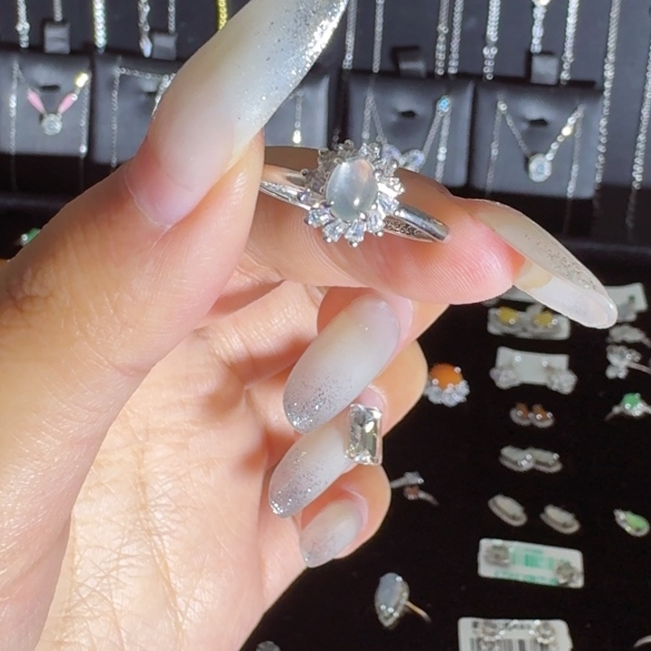 银S925镶嵌戒指翡翠