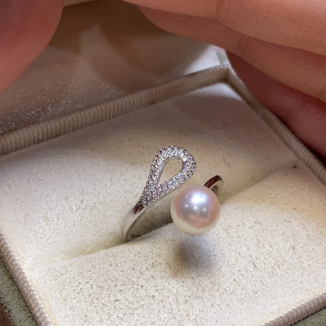 海水珍珠戒指银S925镶嵌微瑕